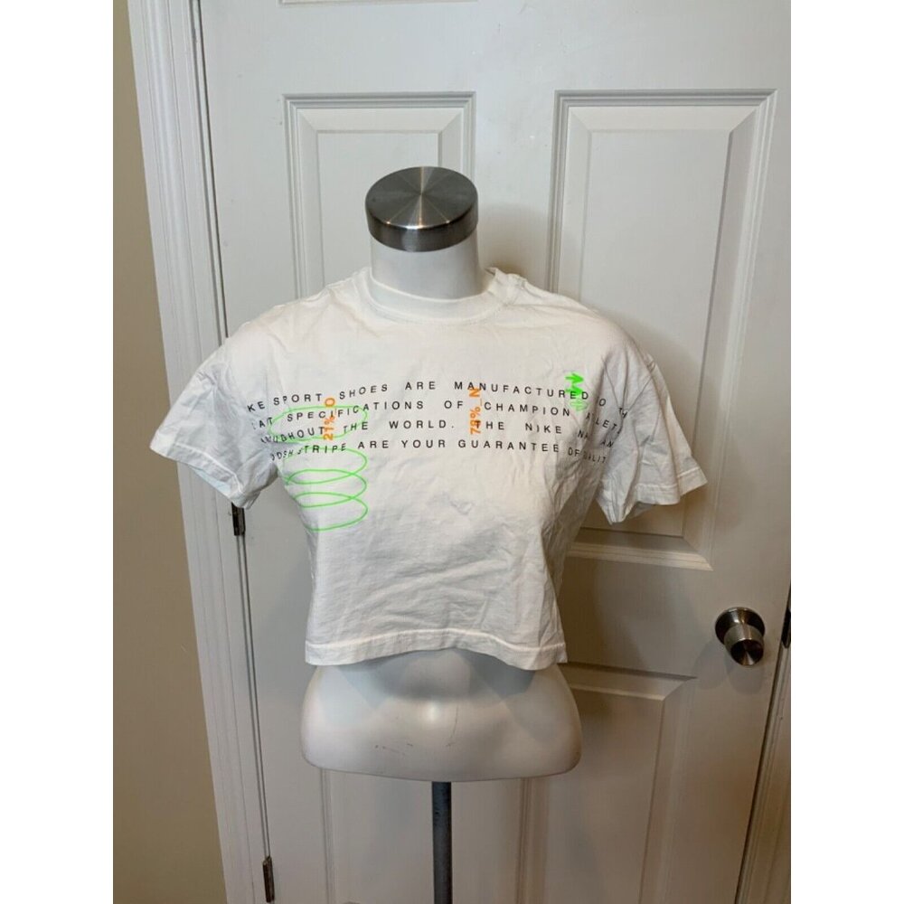 Nike White Short Sleeve Affirmation Cropped T-Shirt, Size Small